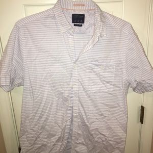 Denim and flower short sleeve button up